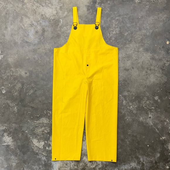 Vintage Stearns PVC Rain Suit Set Jacket Bibs Hood Fishing Workwear Gear - Picture 7 of 10